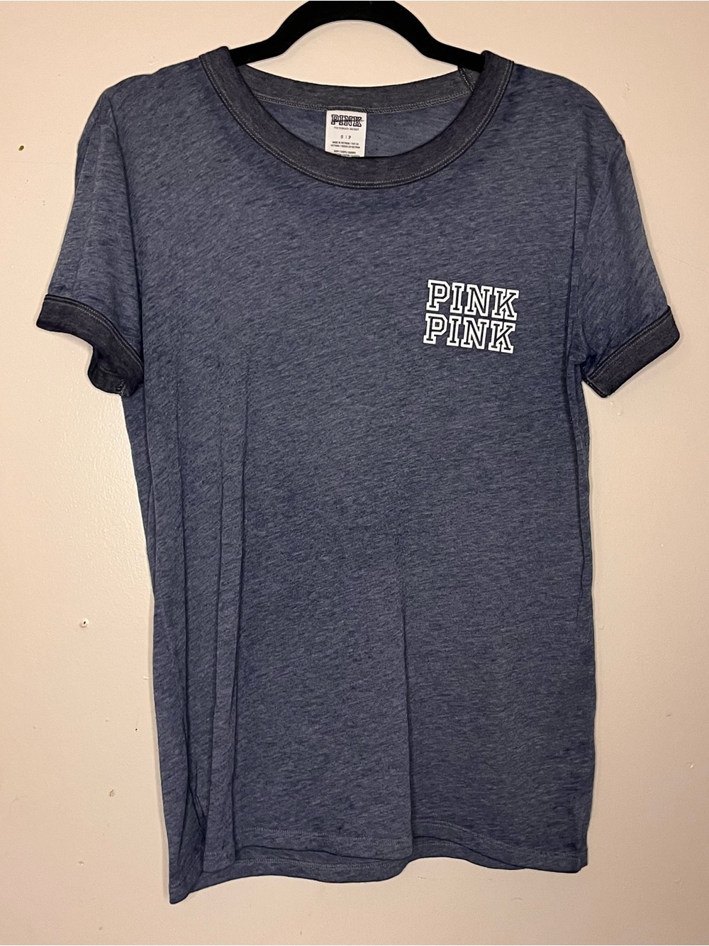 PINK Victoria's Secret Heather Navy Short Sleeve Tee
